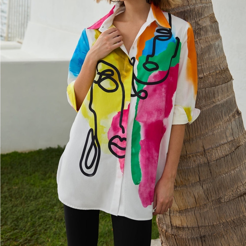 NWT Frank Lyman Abstract Blouse - Size L